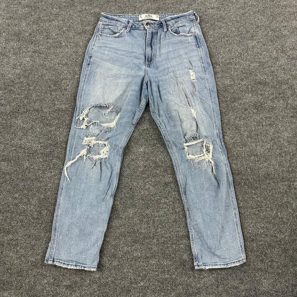 Hollister Jeans Womens 7R W28 Blue Distressed High Rise Mom Vintage Stretch